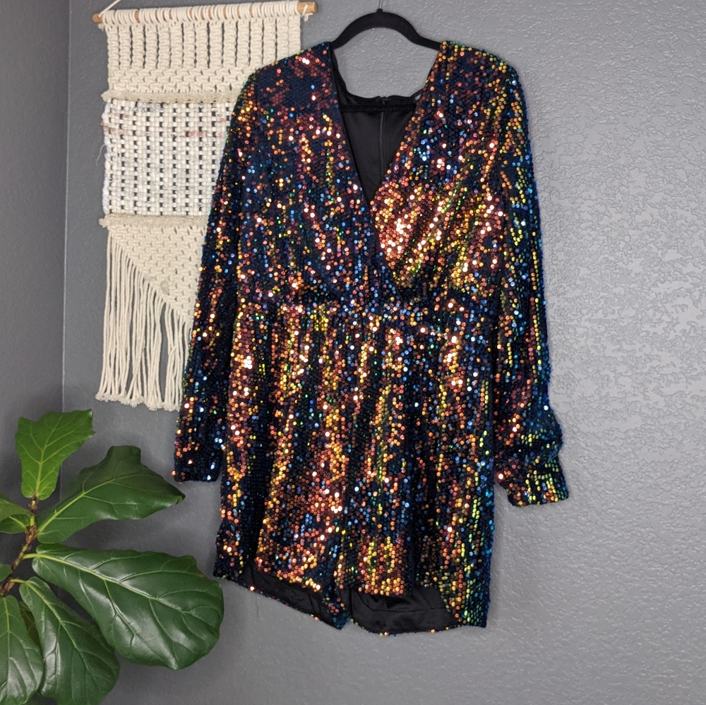 Forever 21 V-neck Sequins Romper